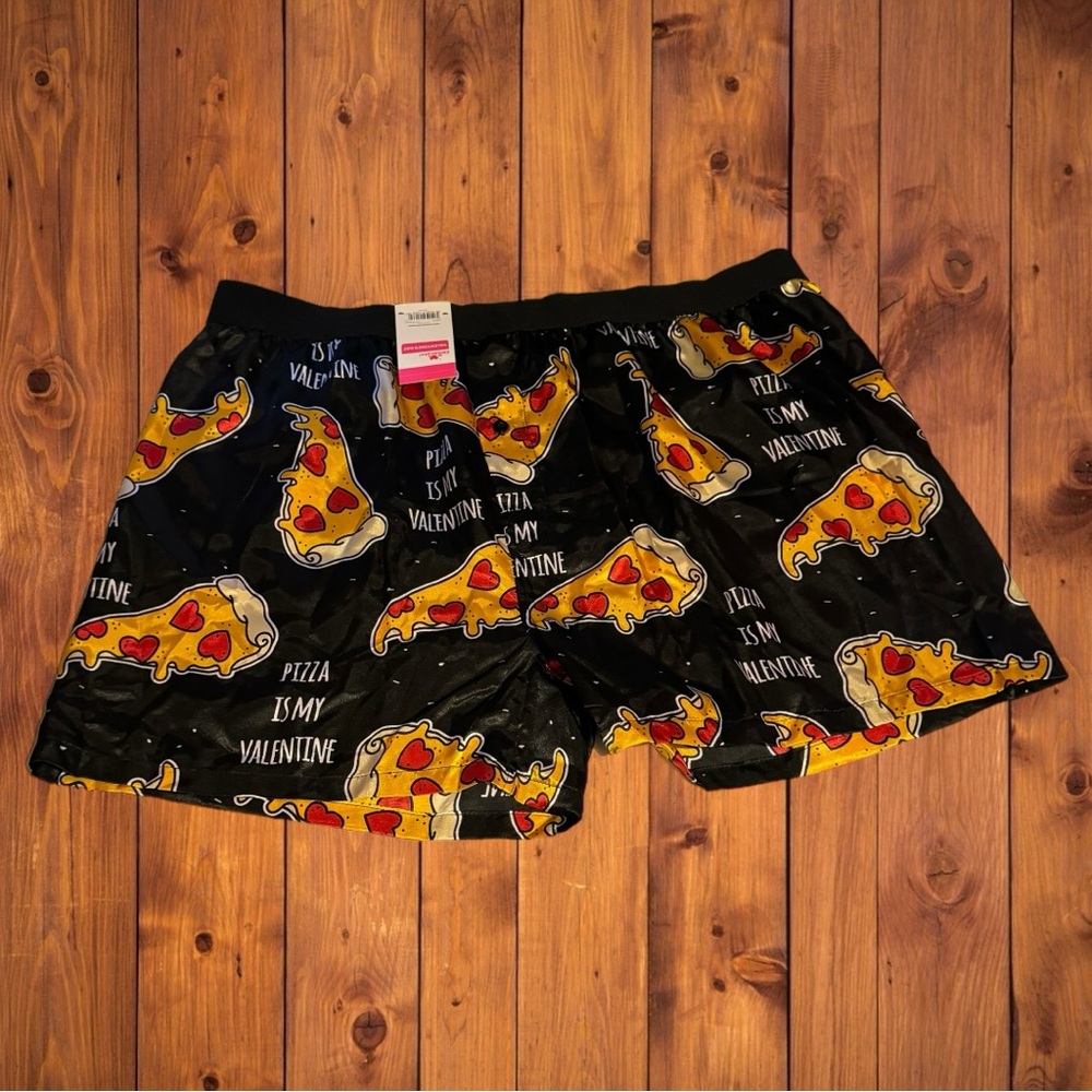 Men’s Pizza Is My Valentine Pajamas Boxers Valentines Day Cute Heart Underwear